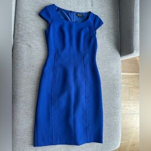 Elegant Blue Sheath Dress - Classic Cap Sleeve